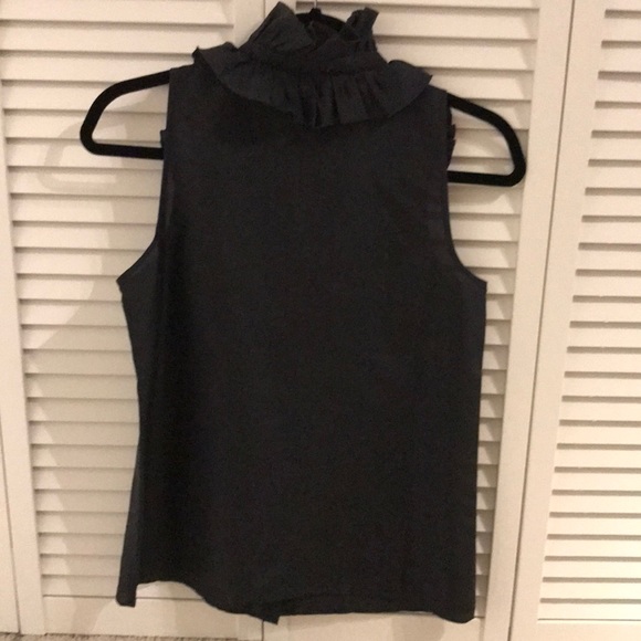 J Crew silk top with ruffles. Size 0. Black - Picture 3 of 3